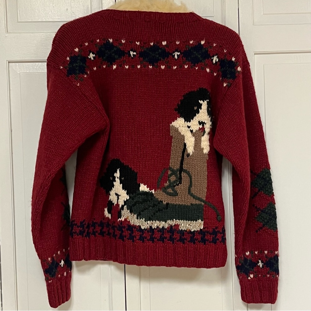 Woolrich 100% Wool Vintage Sweater Dog- Puppy Boot Size Medium- 2 sided design - Picture 9 of 17